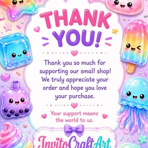 Pu&ograve; includere: Un biglietto di ringraziamento con un centro bianco smerlato con il testo THANK YOU! Thank you so much for supporting our small shop! We truly appreciate your order and hope you love your purchase. Your support means the world to us. InvitoCraftArt.