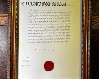 Personalized Handmade Medieval RPG Contract-Cursive Hand
