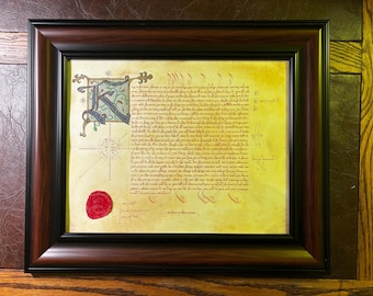 Personalized Medieval Decree With Illustrated Capital