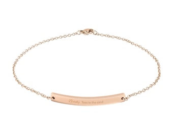 Chica de playa - Tobillera curva grabada / Tobillera minimalista personalizada