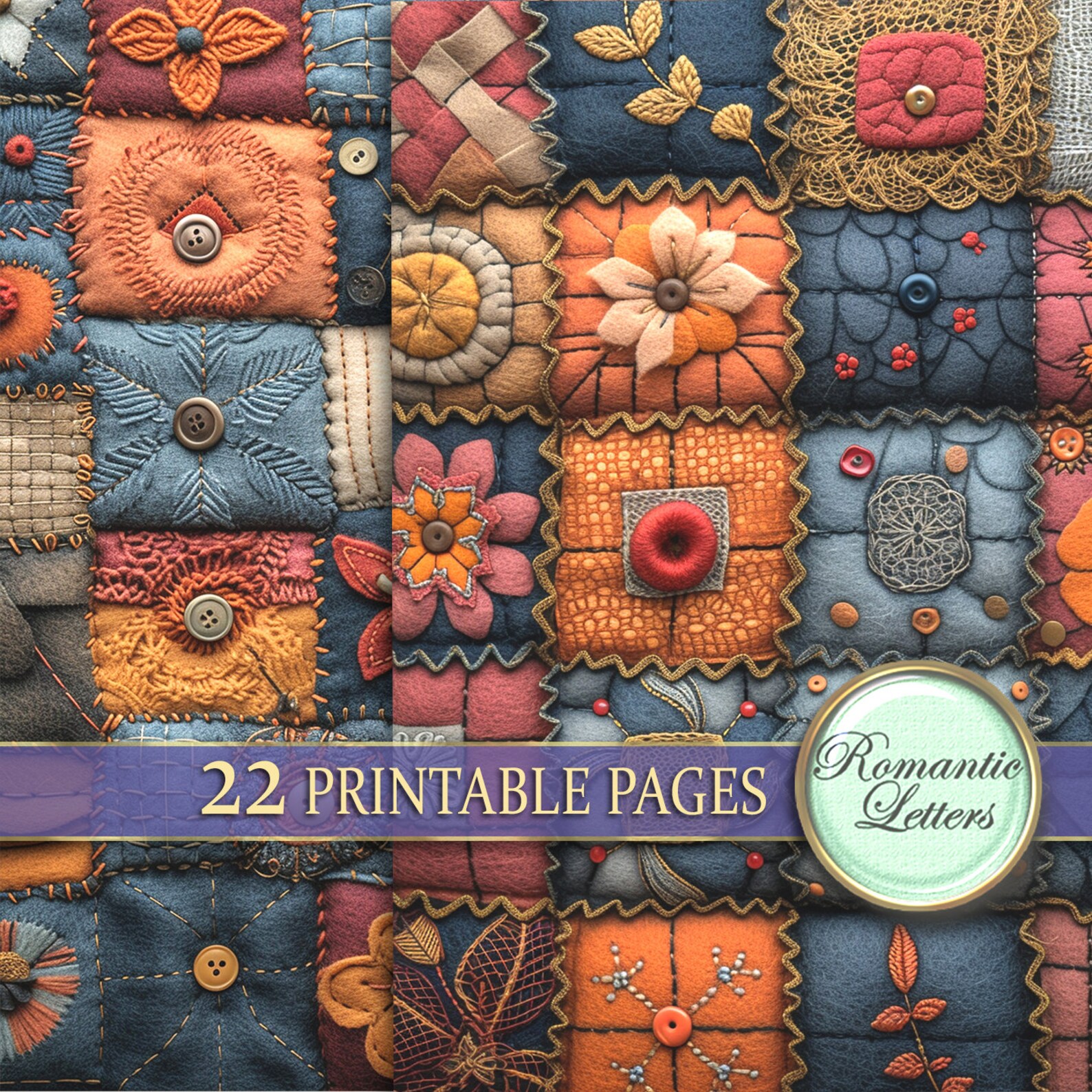 Patchwork Digital Printable Scrapbook Paper Pack Junk Journal Paper ...
