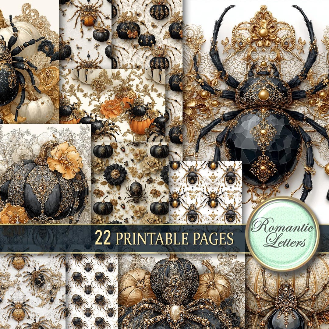 Halloween Spider Digital Scrapbook Paper Pack Printable Junk Journal ...