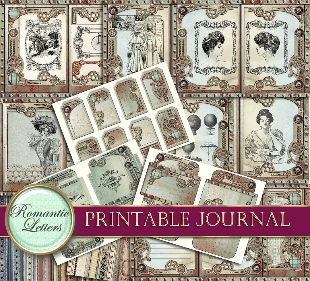 Steampunk Printable Junk Journal Kit Industrial Digital Scrapbook ...