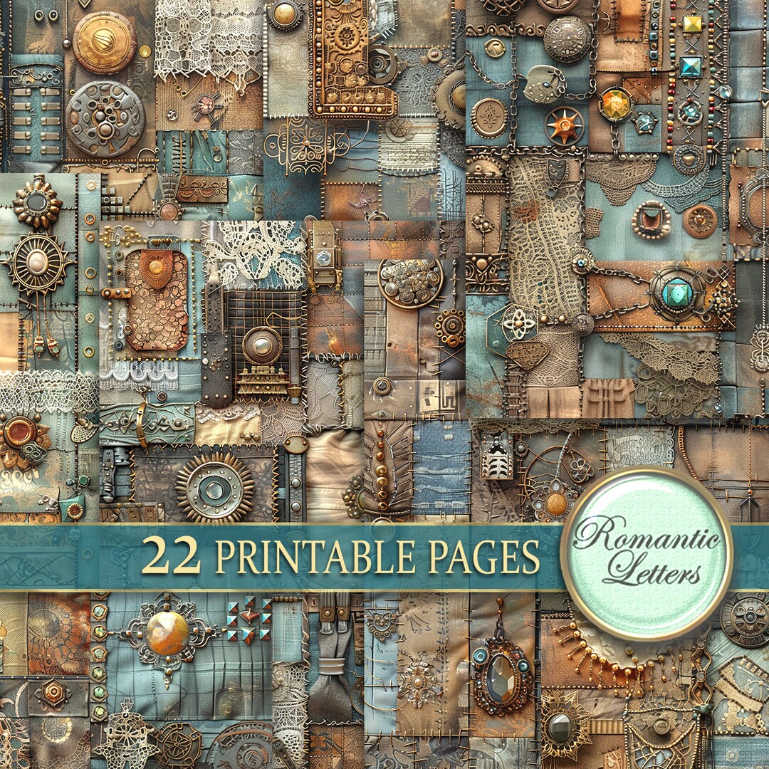 Grunge Collage 3d Steampunk Digital Printable Junk Journal Pages ...
