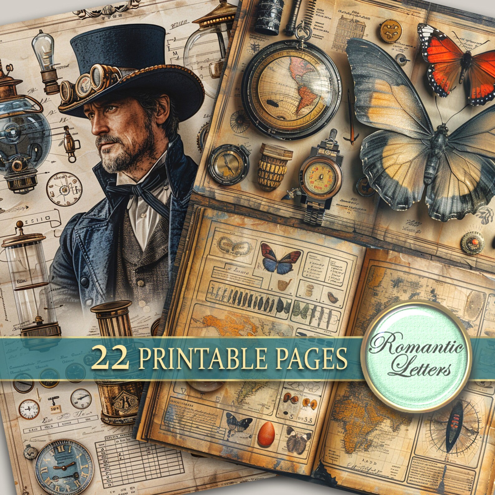 Steampunk Junk Journal Pages Digital Scrapbook Paper Pack Rust Metal ...