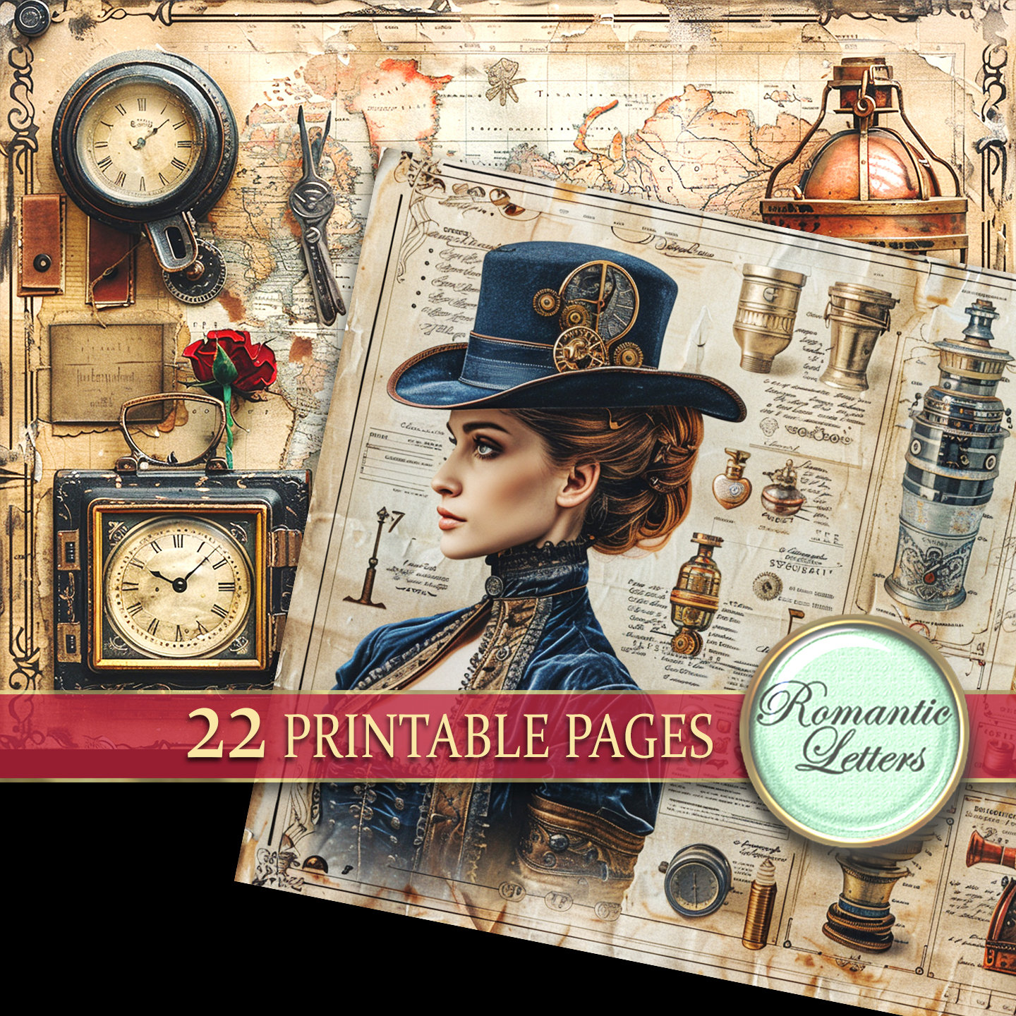 Steampunk Junk Journal Pages Digital Scrapbook Paper Pack Rust Metal ...