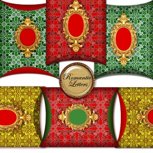 Christmas digital printable boxes Christmas gift wrapping box digital printable vintage Christmas pillow box red green Gift Packaging craft