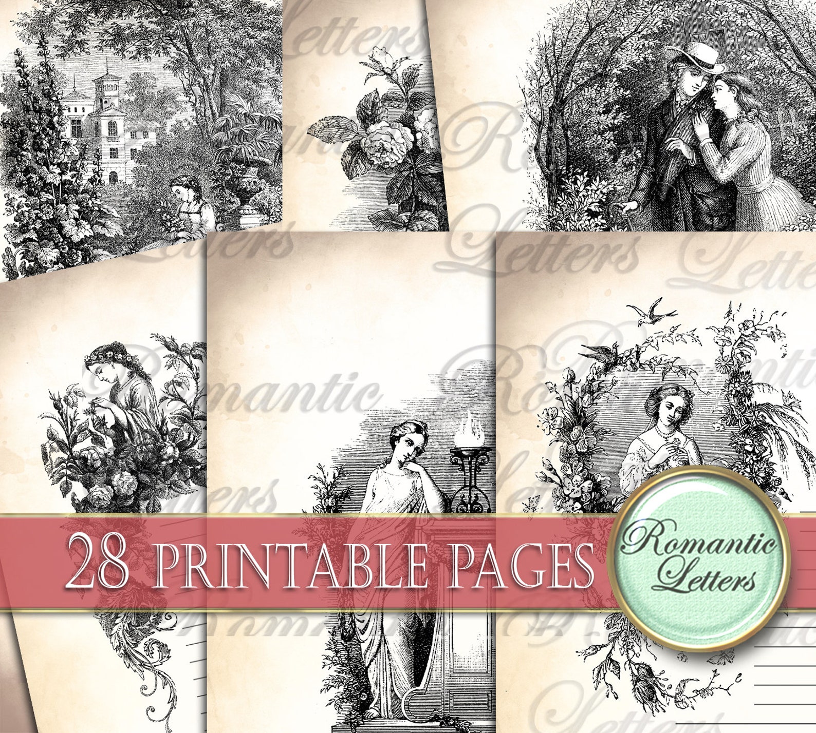 Victorian Printable Scrapbook Background Paper Digital - Etsy