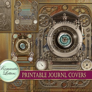 Steampunk Printable Journal Covers Industrial Digital Scrapbooking ...