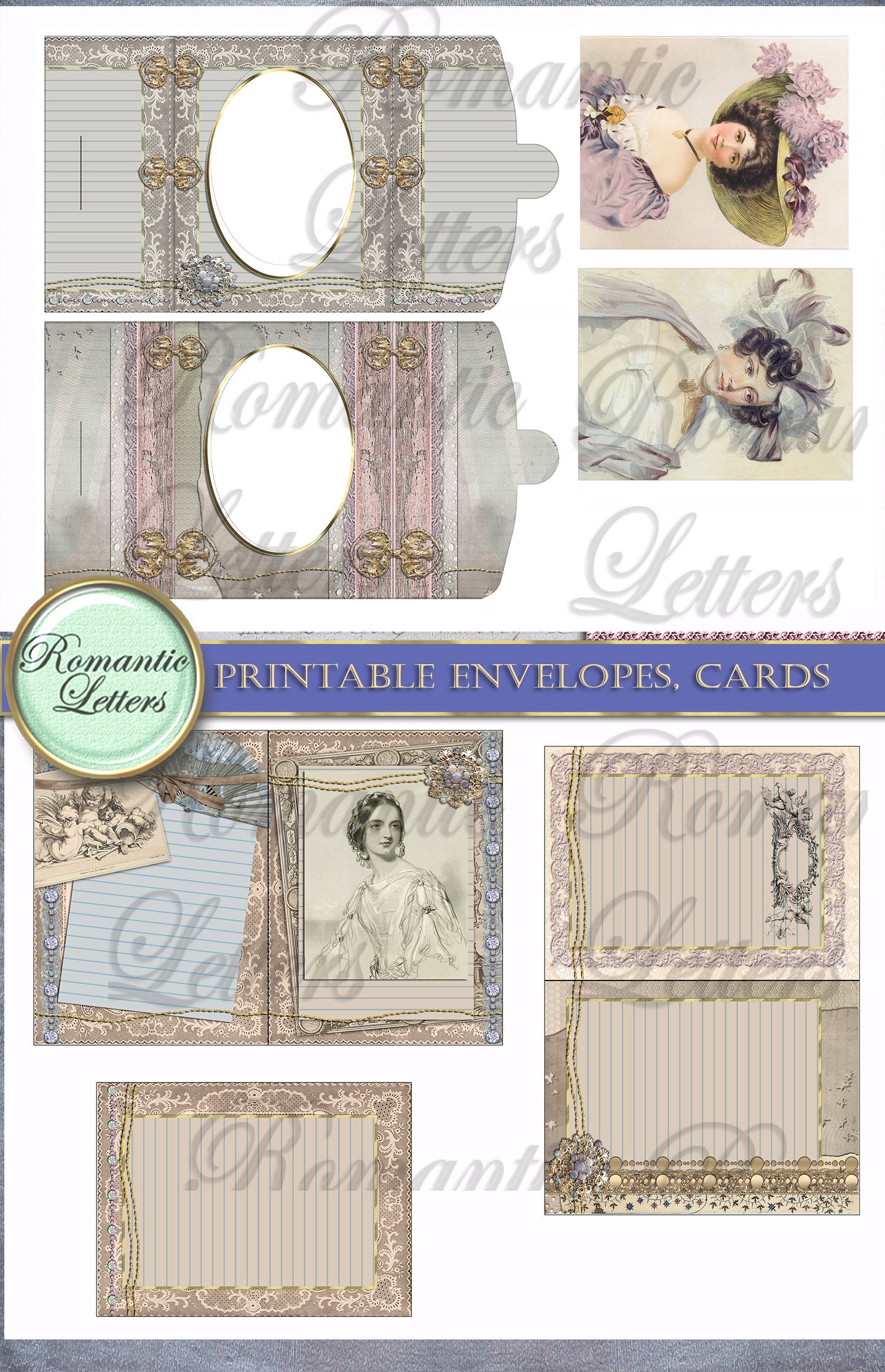 Printable Vintage Envelopes Printable Photography Cards - Etsy