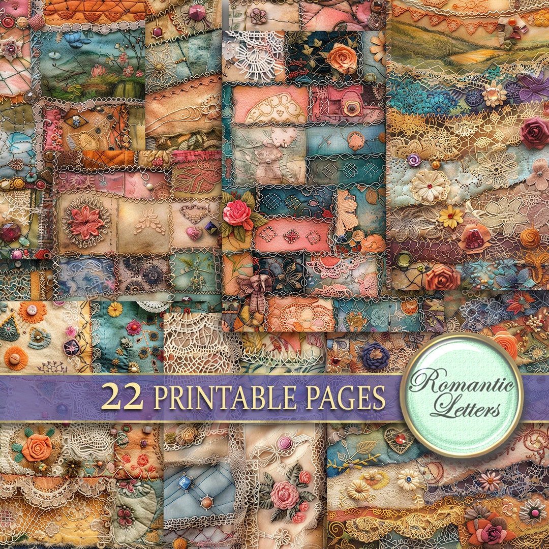 Digital Printable Scrapbook Paper Pack Shabby Chic Fabric Boho ...