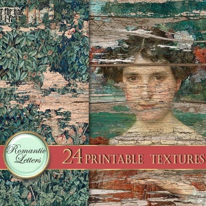 Digital printable journal paper medieval scrapbook background floral digital paper distressed antique painting texture Victorian wallpaper