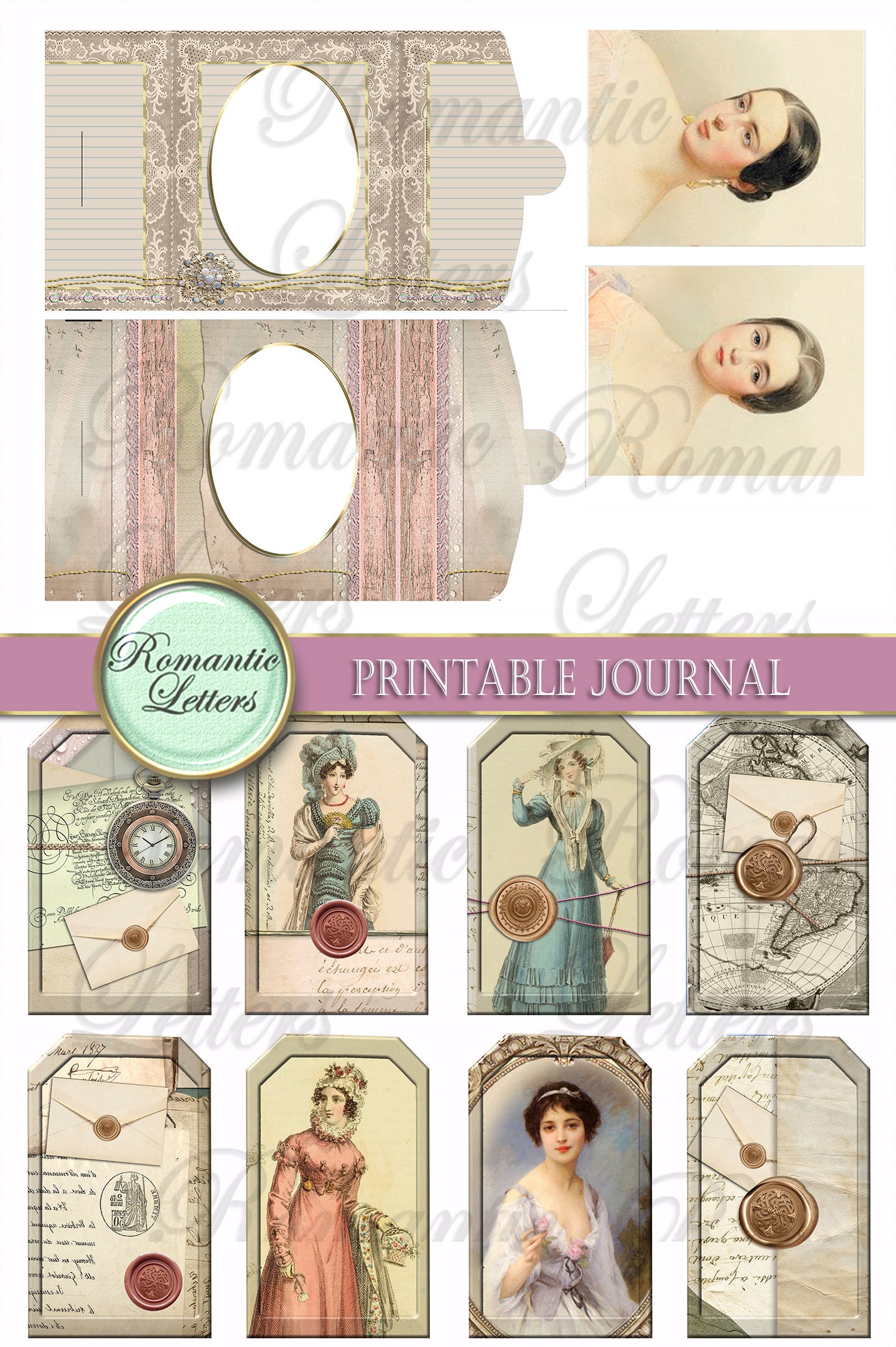 Victorian Printable Junk Journal Kit Printable Scrapbook Paper 8.5x11 ...