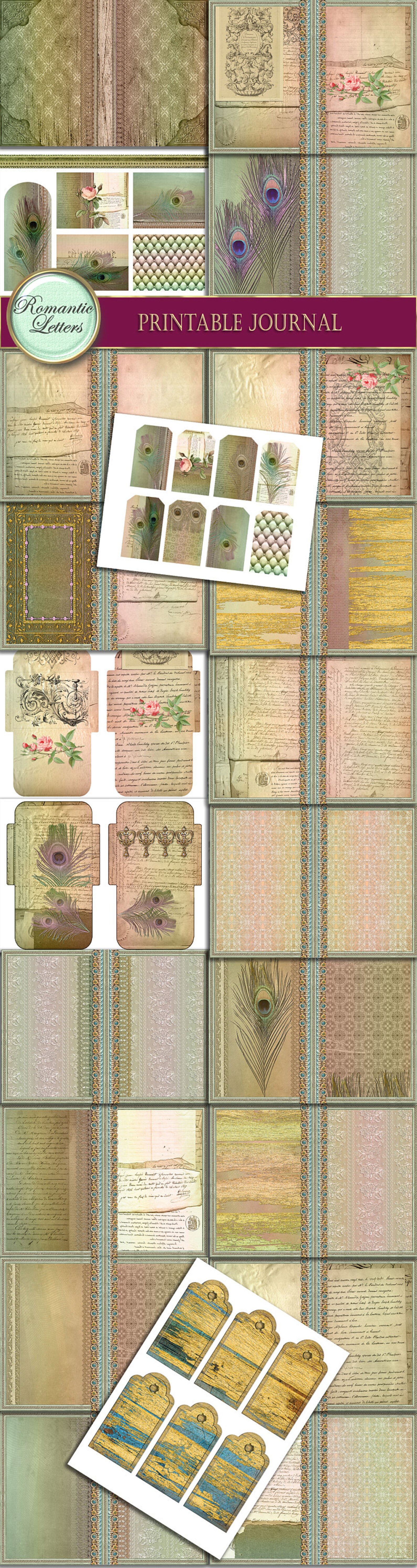 Mini Journal Back Printable Printable Junk Journal Kit Vintage Digital Printable Journal Craft ...