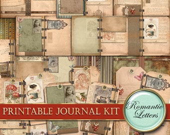 Printable journal kit Victorian digital scrapbooking paper printable craft paper mini album old paper printable journal pages tag envelopes