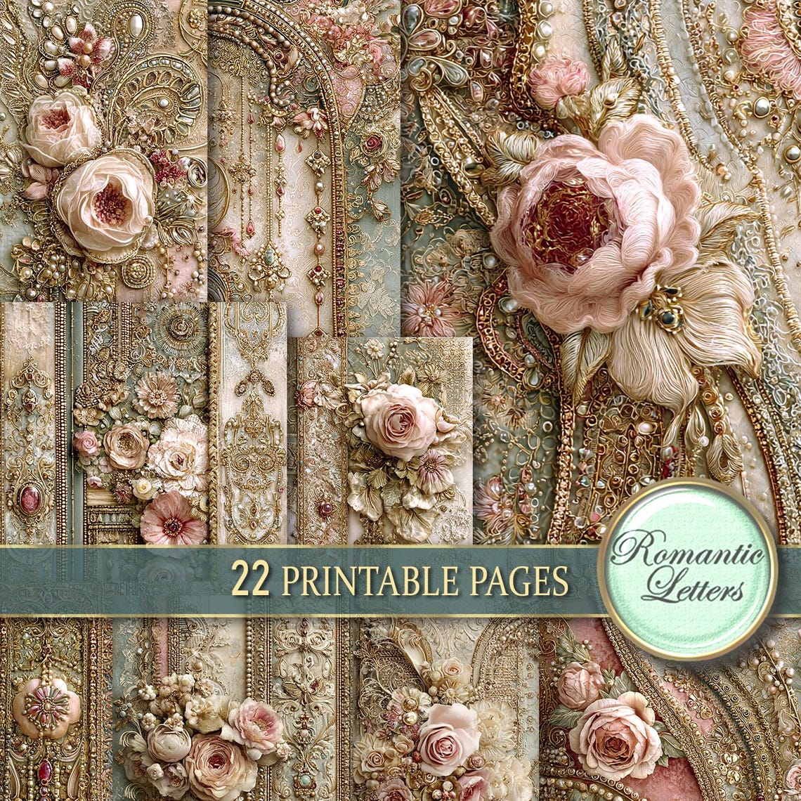 Digital Printable Scrapbook Paper Pack Shabby Chic Junk Journal Pages ...