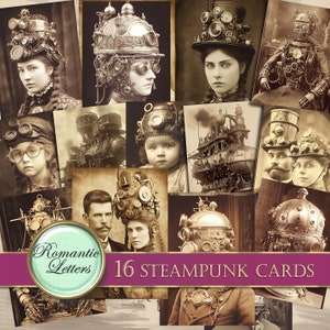 Steampunk printable junk journal cards digital scrapbook vintage photography digital printable pages Victorian cards steampunk decor