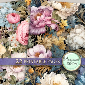 Botanical Digital Scrapbook Paper Pack Shabby Chic Flower Digital ...