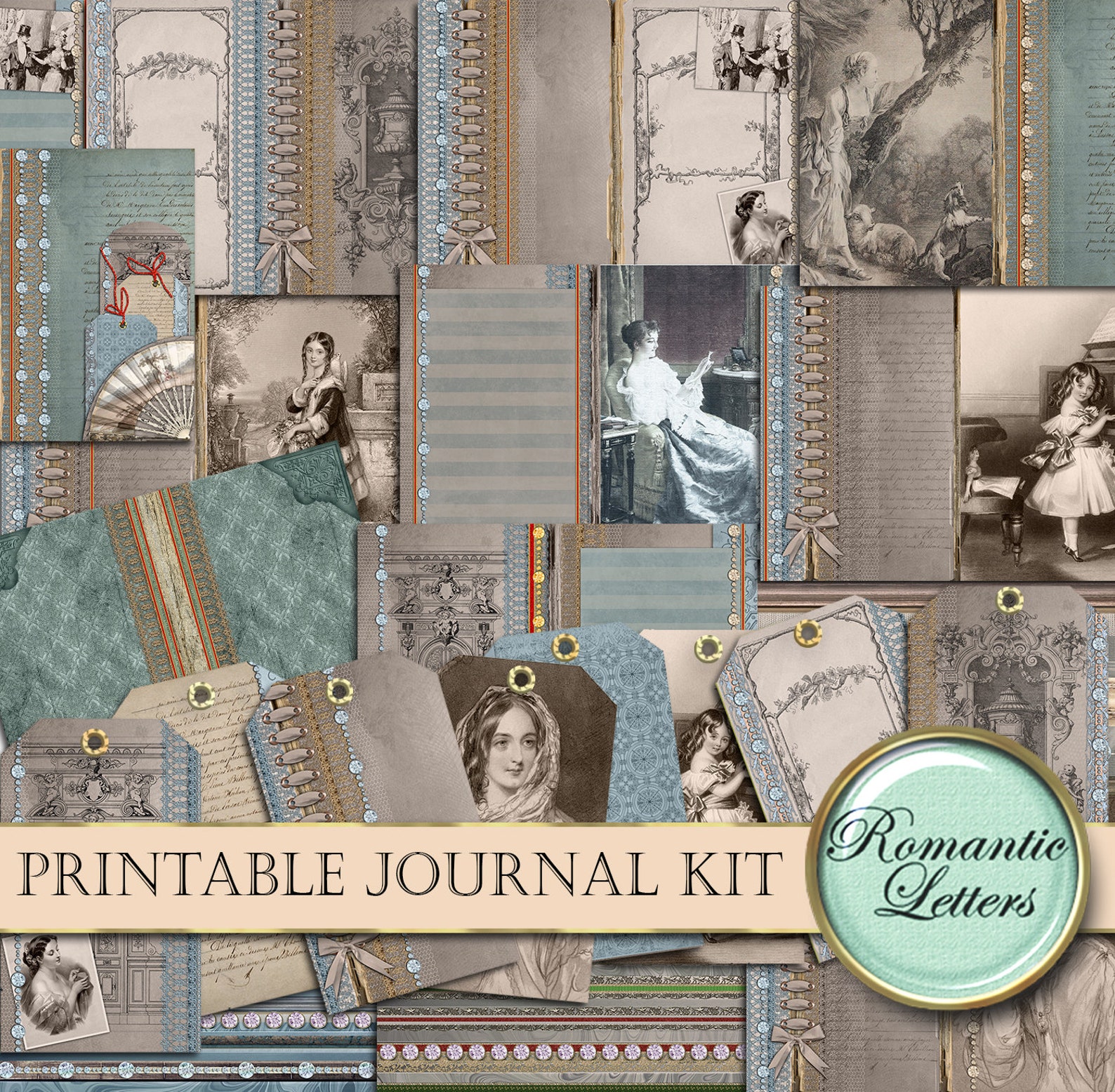 Printable Journal Kit Digital Collage Sheet Printable Journal Paper ...
