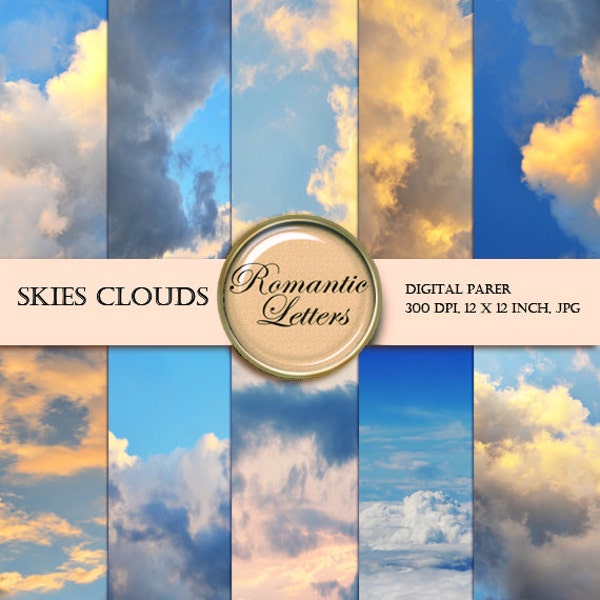 Sky Clouds digital paper Scrapbook background newborn digital photo backdrop photo background wedding photo Photoshop overlay Sky