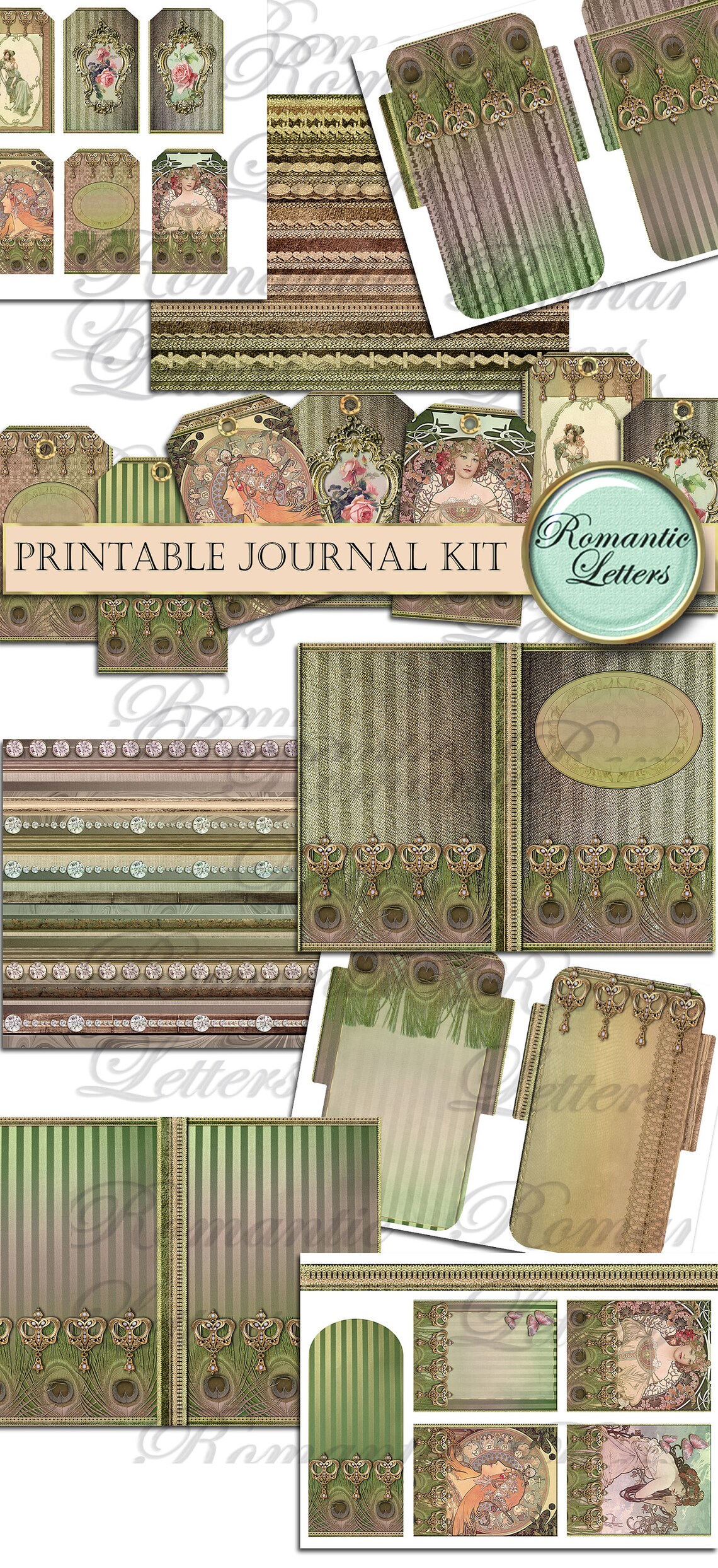 Printable Journal Kit Digital Collage Sheet Printable Journal Paper ...