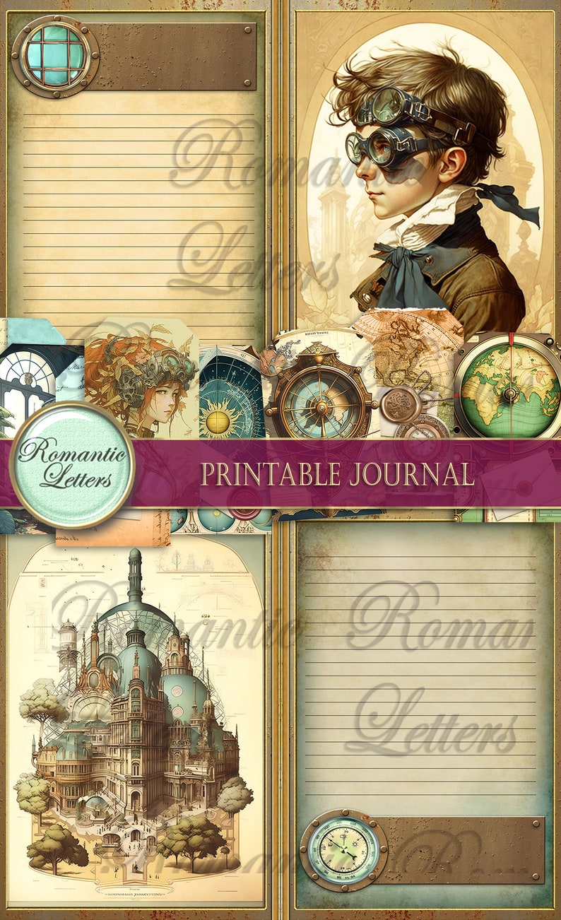 Steampunk Printable Junk Journal Kit Digital Scrapbook Printable ...
