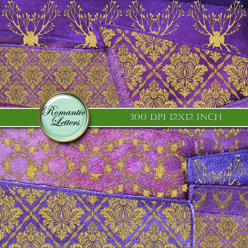 Gold Patchwork Digital Scrapbook Album Paper Fabric Gold Etsy