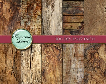 Papier numérique pack bois texture Digital scrapbook fond bois papier nouveau-né toile de fond photographie numérique papier imprimable en bois foncé