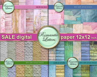 SALE digital scrapbook paper pack Sale digital wood wall background sale wedding paper Shabby Chic brick printable newborn photo backdrop