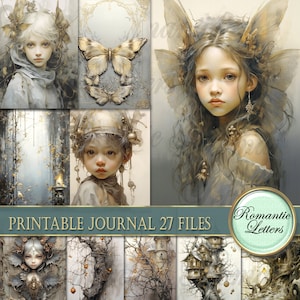 kit de diário de lixo para impressão Fairy Forest páginas de diário para impressão capa de cartão fantasia álbum de recortes digital botânico floral herbal magia PARTE 2