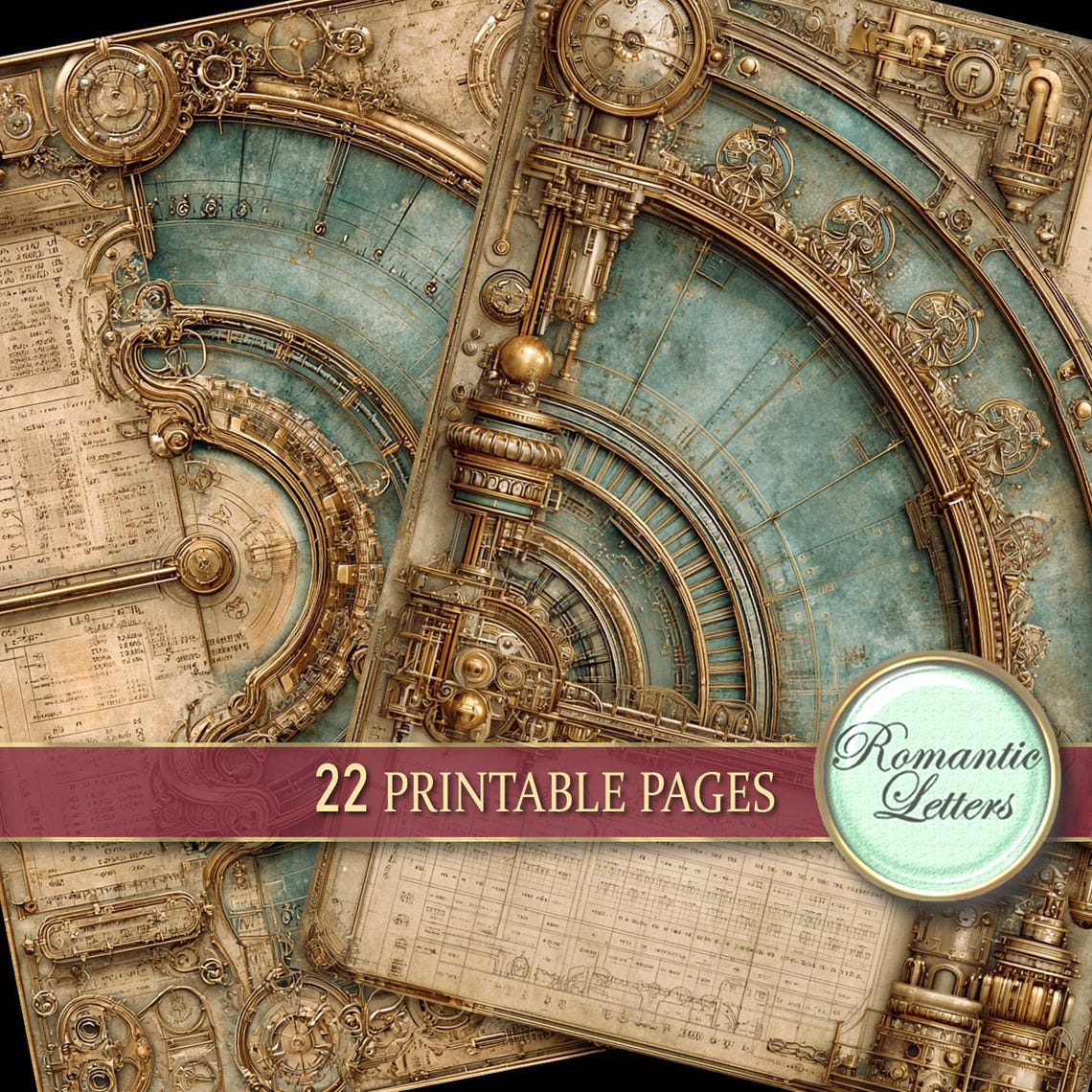 Steampunk Junk Journal Pages Kit Digital Scrapbook Paper Pack ...