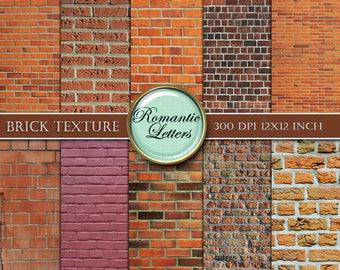 May include: Six different brick textures in red, brown, and gray. Each texture is 12x12 inches and 300 DPI. Brick Texture, Romantic Letters.