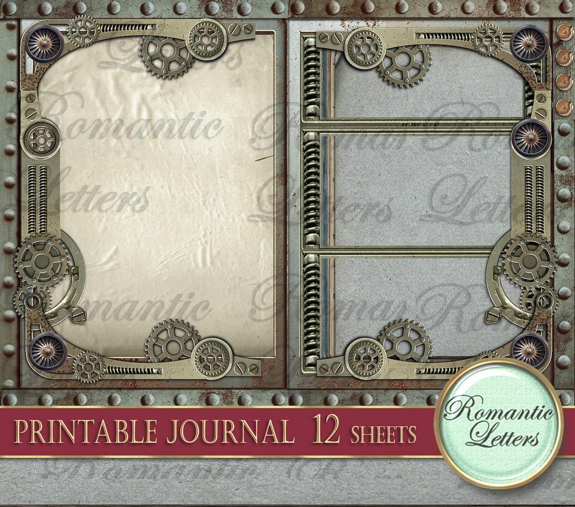 Steampunk Printable Junk Journal Kit Industrial Digital Scrapbook ...