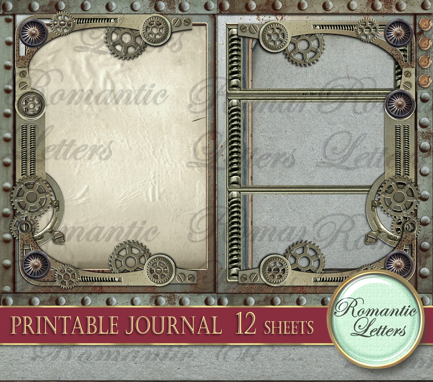 Steampunk Printable Junk Journal Kit Industrial Digital Scrapbook ...