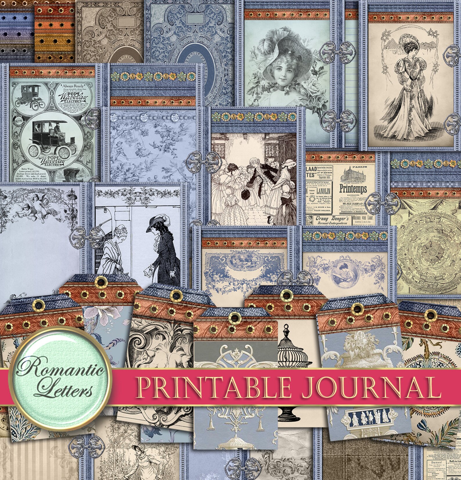 Printable Junk Journal Kit Digital Scrapbooking Printable Junk Journal ...