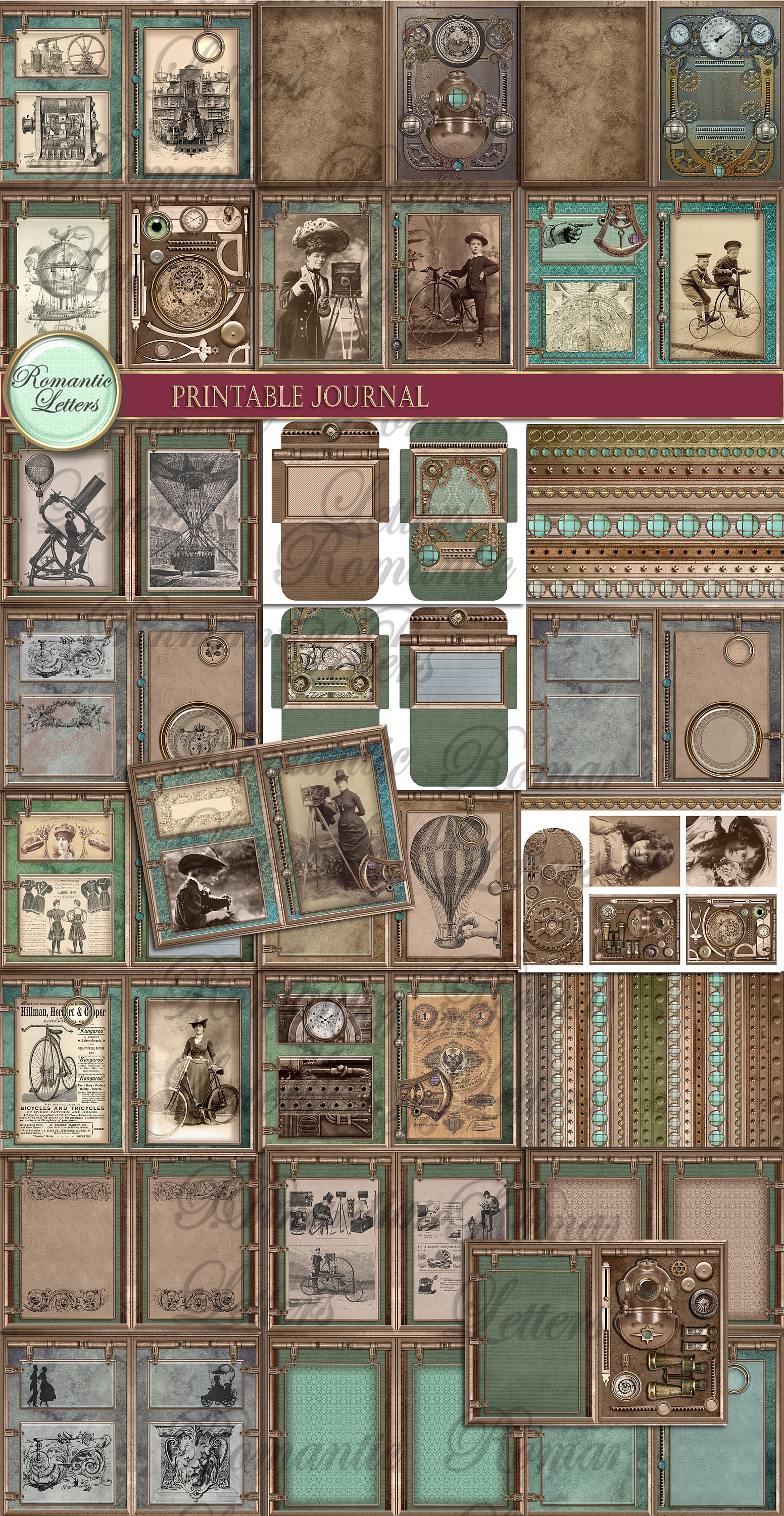 Steampunk Printable Junk Journal Kit Digital Scrapbook Printable ...
