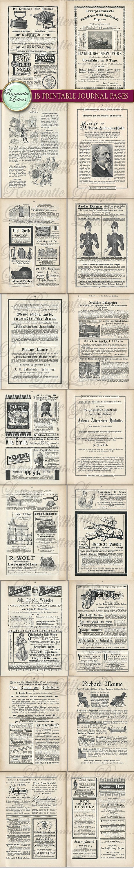 Ephemera Digital Paper Pack Journal Pages Victorian Digital | Etsy