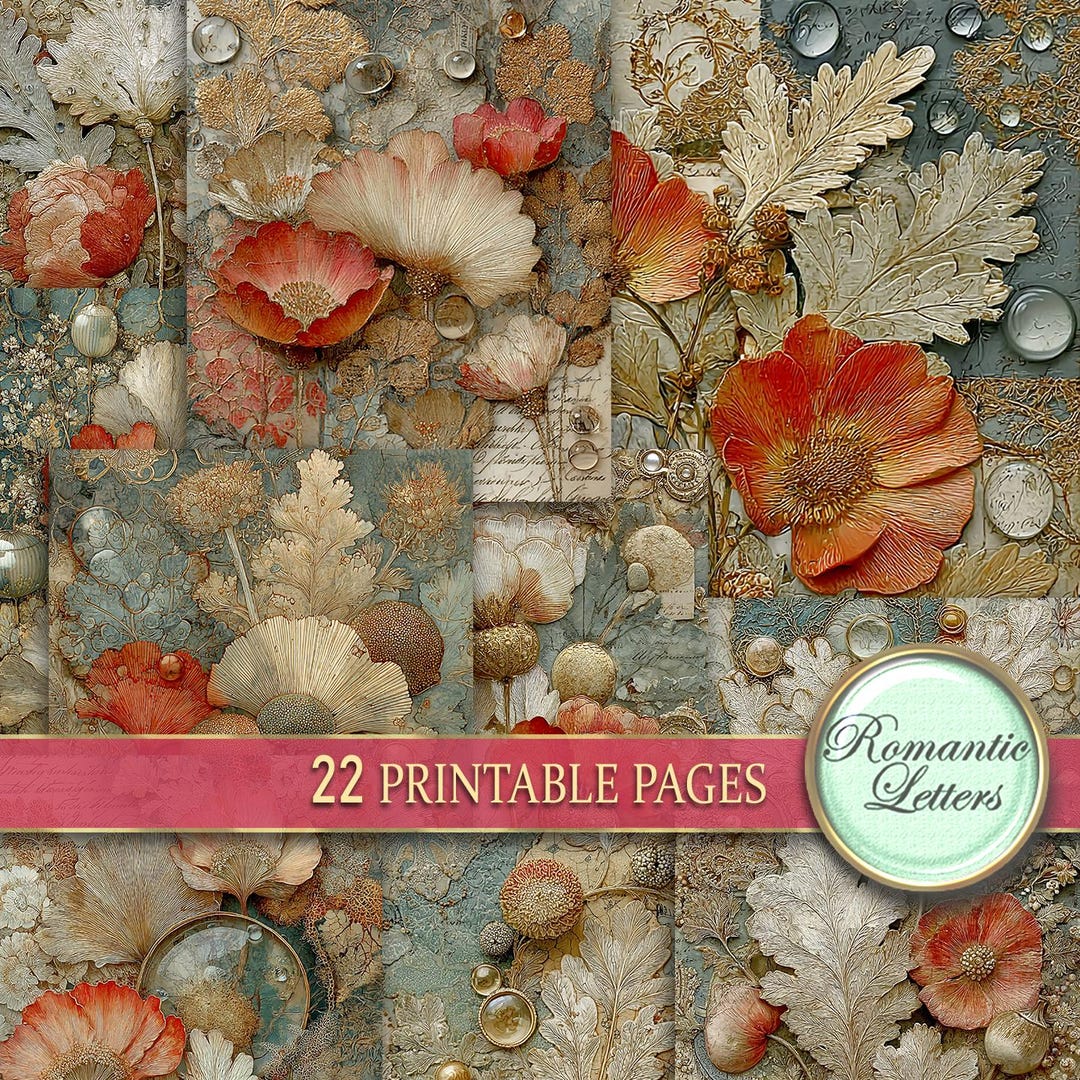 Digital Printable Vintage Scrapbook Paper Pack Junk Journal Pages ...