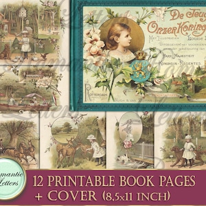 Pages imprimables de livres anciens en papier victorien illustrations de livres anciens vintage découpage journal papier pages de livres anciens A4 art mural livre pour enfants