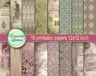 Ephemera digital paper pack digital scrapbook album paper Victorian digital printable paper decoupage digital craft paper magazine newspaper