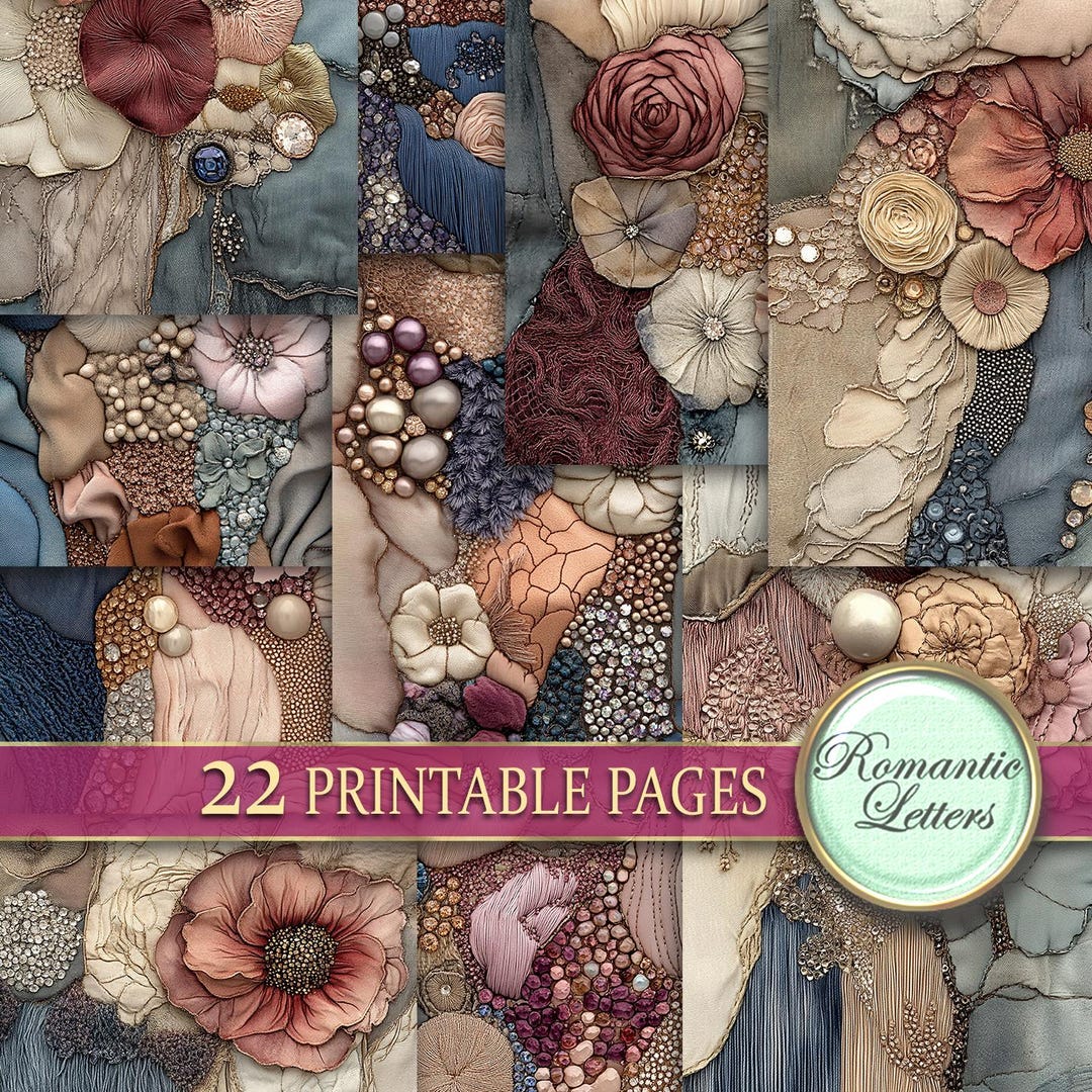 Art Nouveau Digital Printable Scrapbook Paper Pack Junk Journal Pages ...