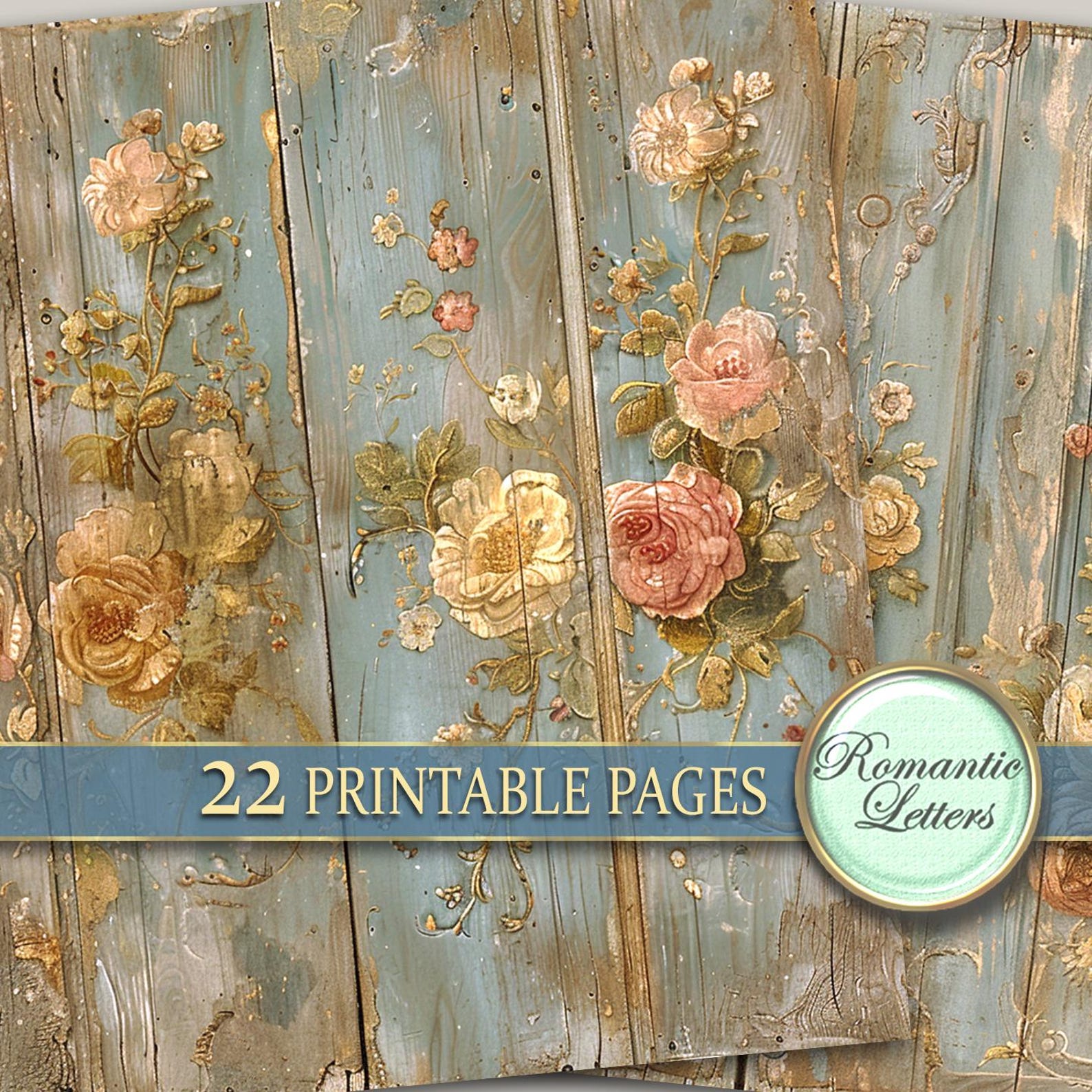 Rose Digital Paper Pack Scrapbook Background Floral Shabby Chic Digital ...