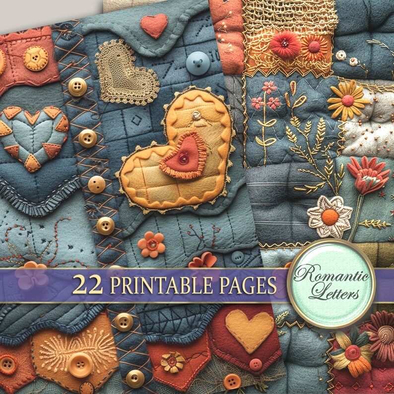 Patchwork Digital Printable Scrapbook Paper Pack Junk Journal Paper ...