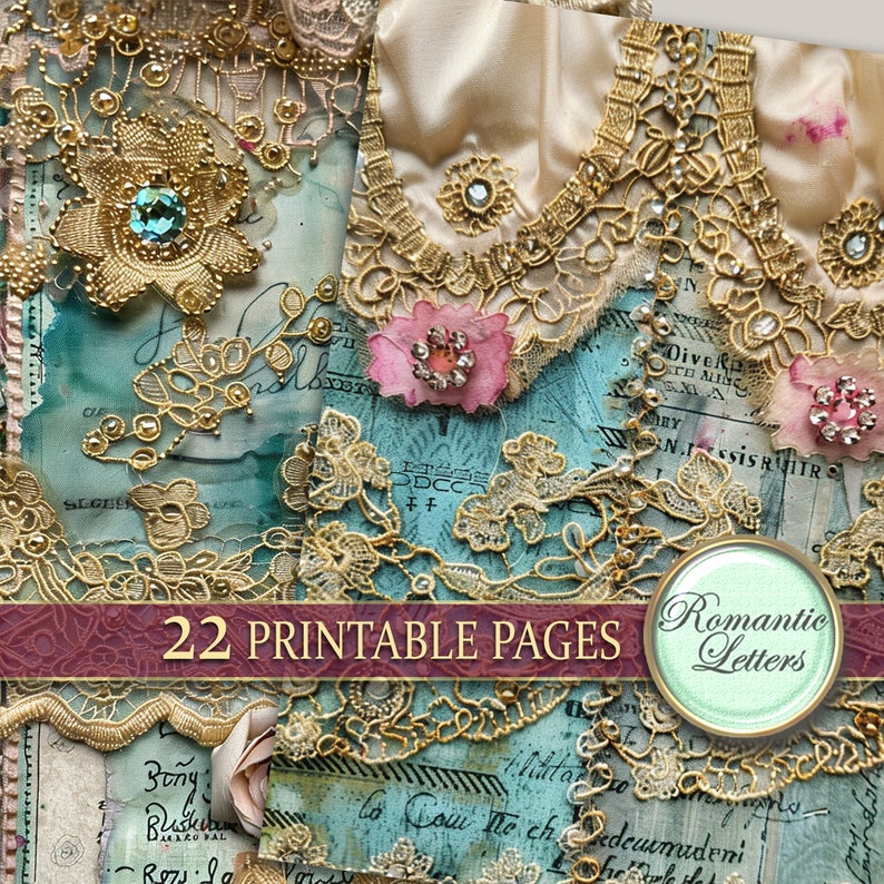 Digital Printable Scrapbook Paper Pack Junk Journal Pages Shabby Chic ...