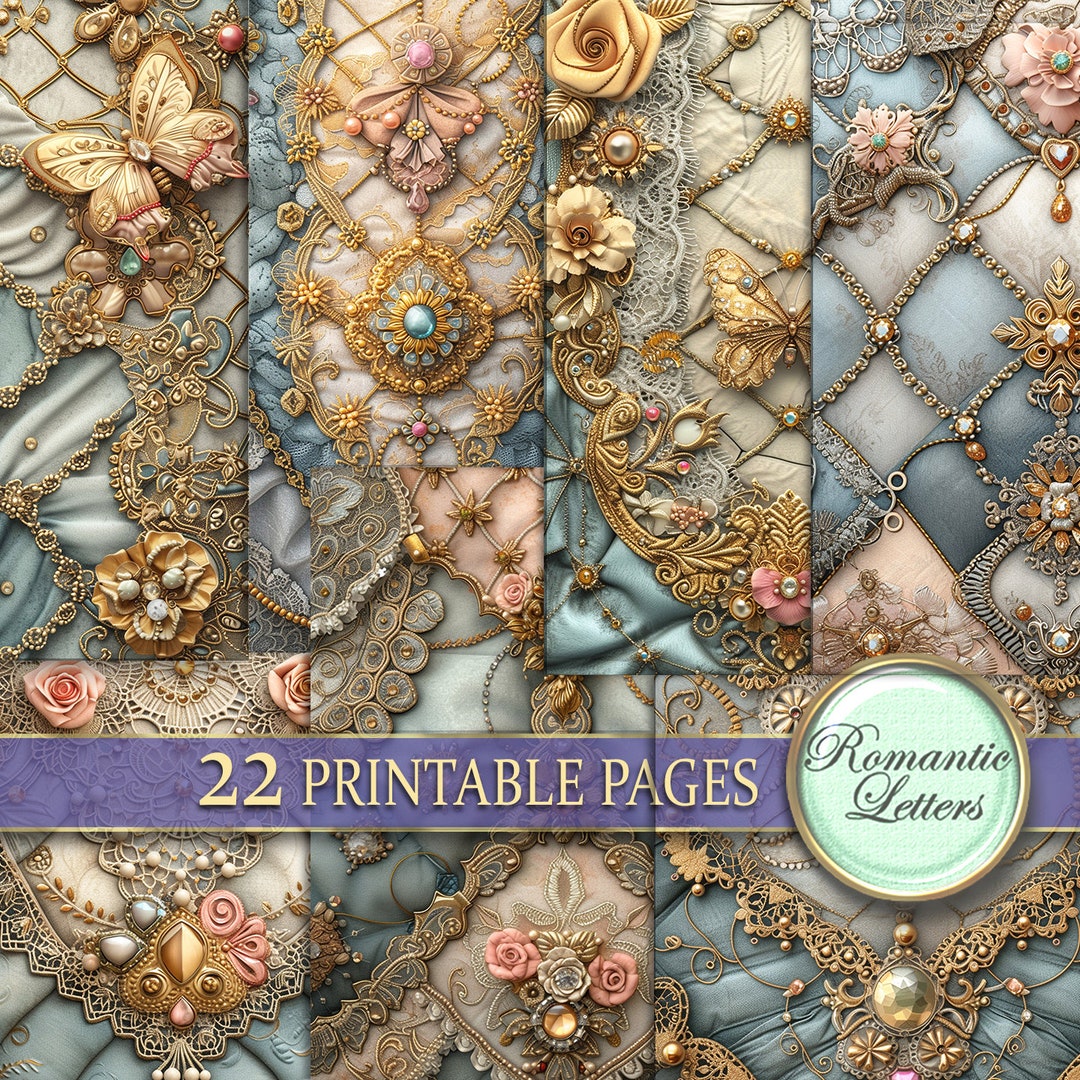 Digital Printable Scrapbook Paper Pack Shabby Chic Junk Journal Pages ...
