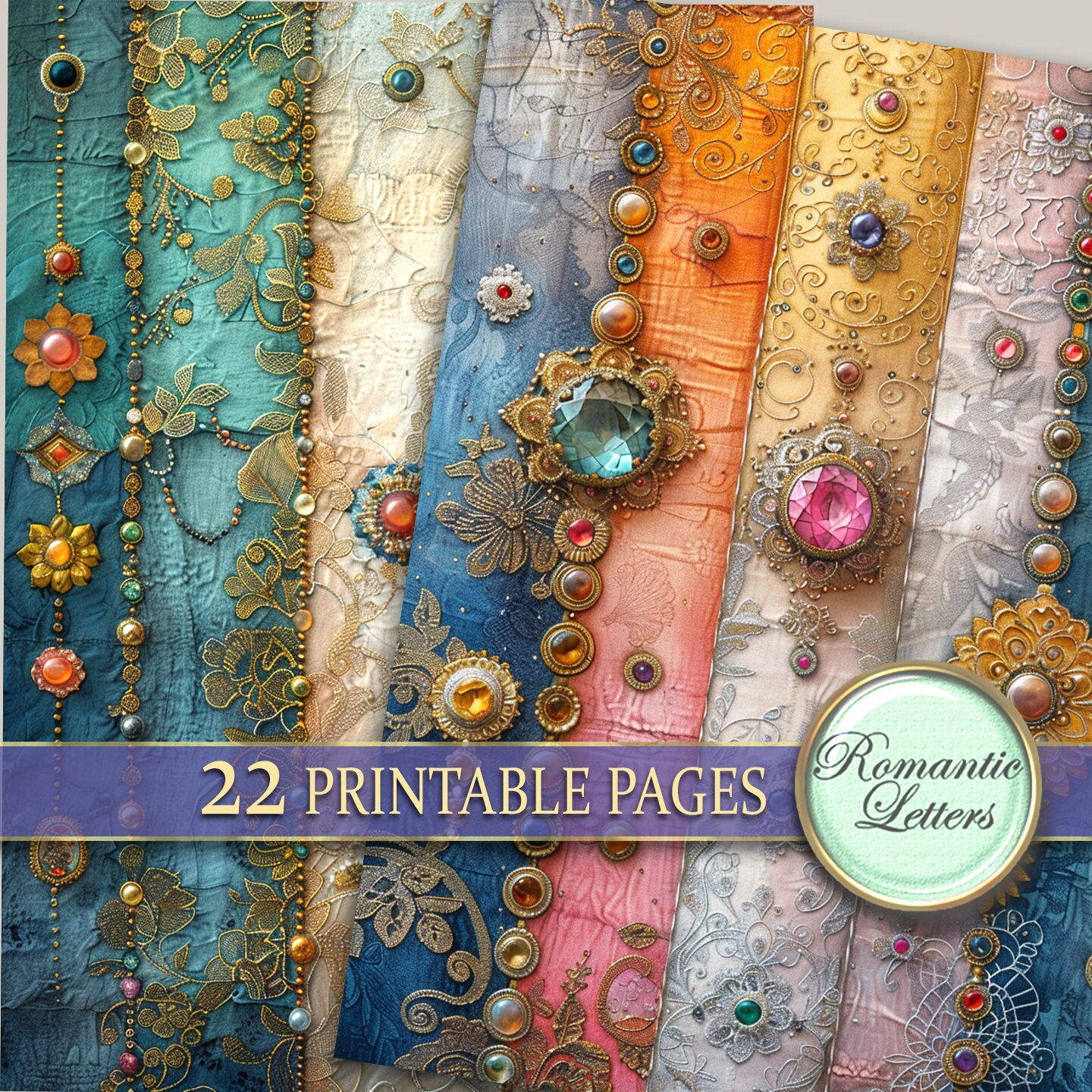 Digital Printable Scrapbook Paper Pack Patchwork Fabric Boho Printable ...