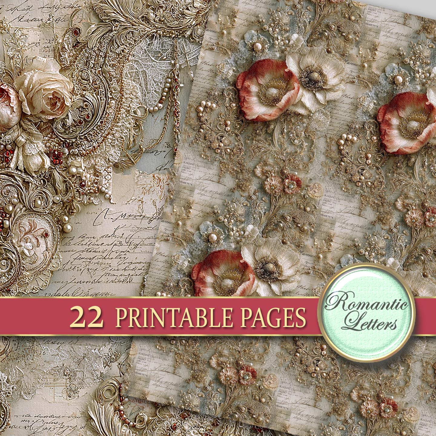 Printable Floral Scrapbook Paper Pack Shabby Chic Junk Journal Pages ...