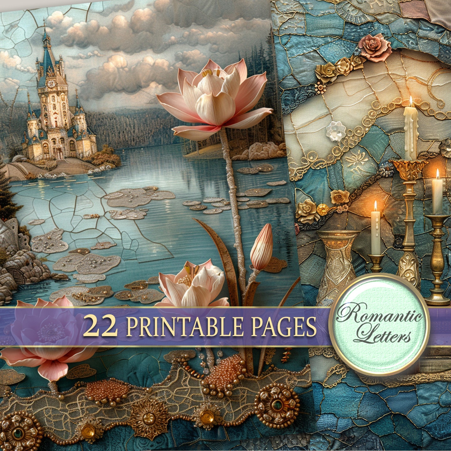 Digital Printable Scrapbook Paper Pack Fairytale Castle Patchwork ...