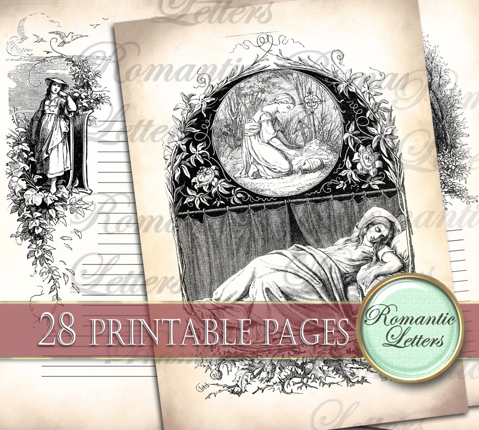 Victorian Printable Scrapbook Background Paper Digital - Etsy
