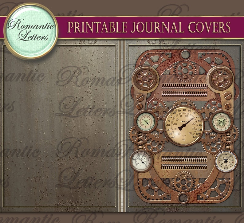 Steampunk Printable Journal Covers Industrial Digital - Etsy